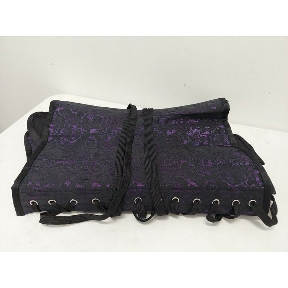 Corset Story Purple Brocade Satin Overbust, Spiral Steel Boned Corset, Waist 36" - Picture 9 of 12